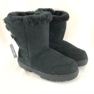 Holly Womens Winter Boots Faux Suede Faux Fur Trim